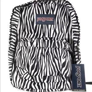 Jansport superbreak Zebra pattern backpack Nwt